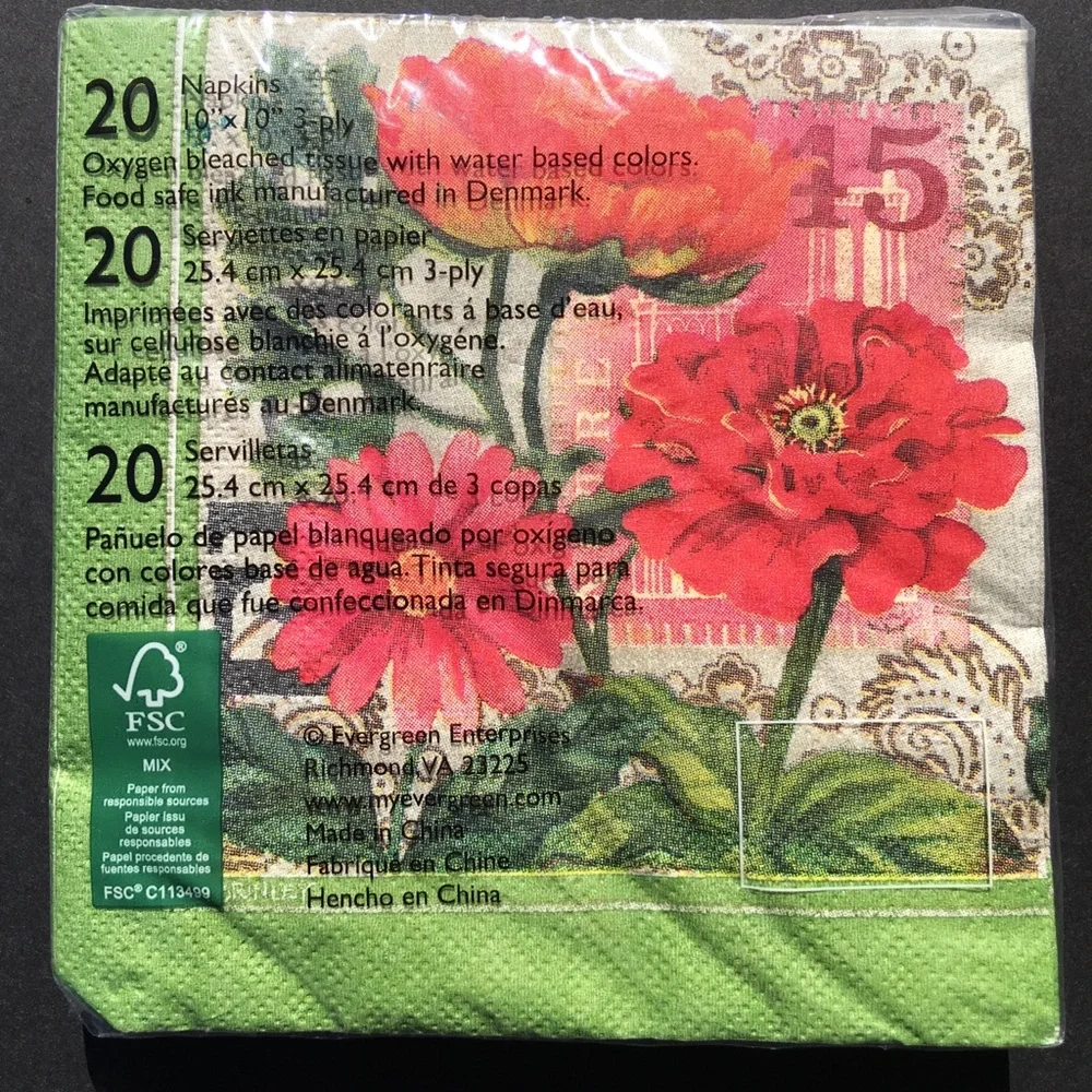 2 Packages Cypress Home Beverage Napkins Paper Cocktail Floral Party Crafts New